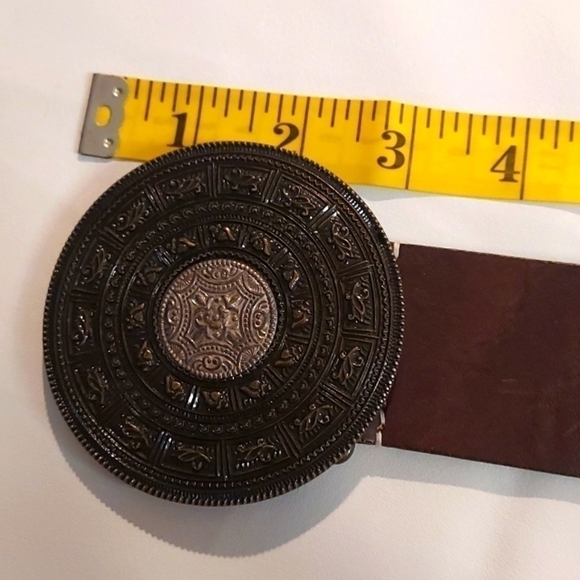 CHICO'S Western Cowgirl brown beaded faux leather belt sz M - Picture 8 of 11